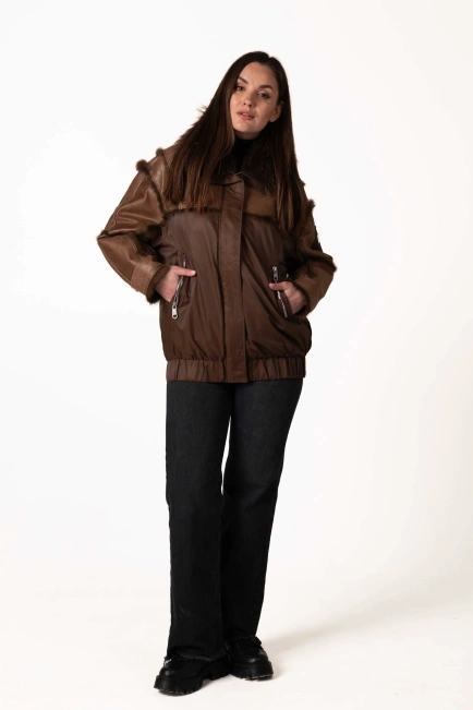 Біопуховик з хутром єнота та вставками з кроля-9