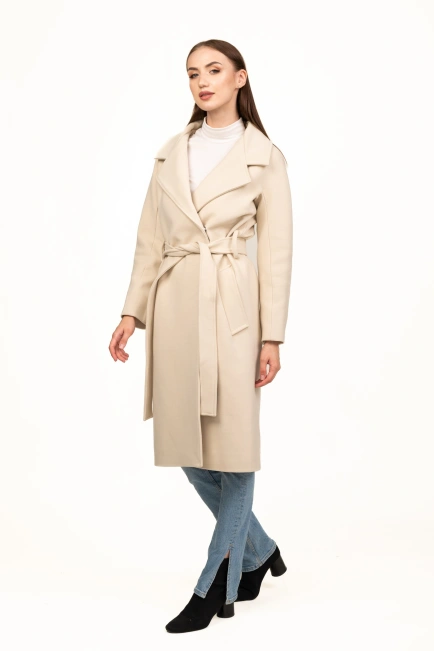 Классическое женское пальто беж-4