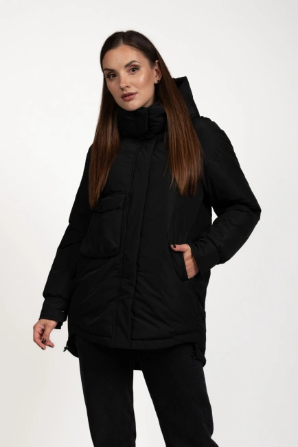Зимова куртка з біопухом у чорному кольорі-1