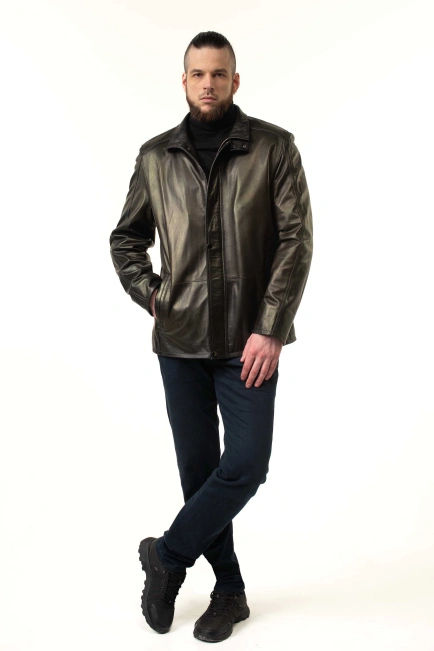Кожаная куртка мужская классическая-10
