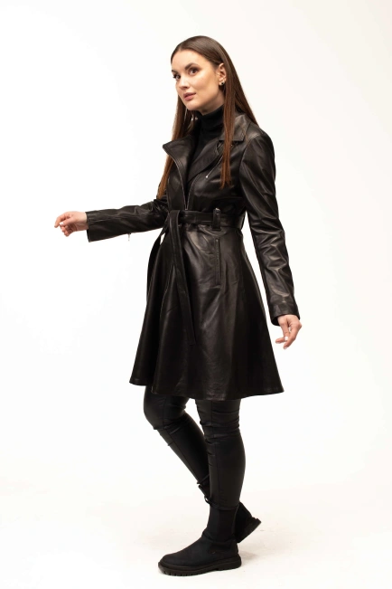 Жіночий шкіряний френч із натуральної шкіри-8