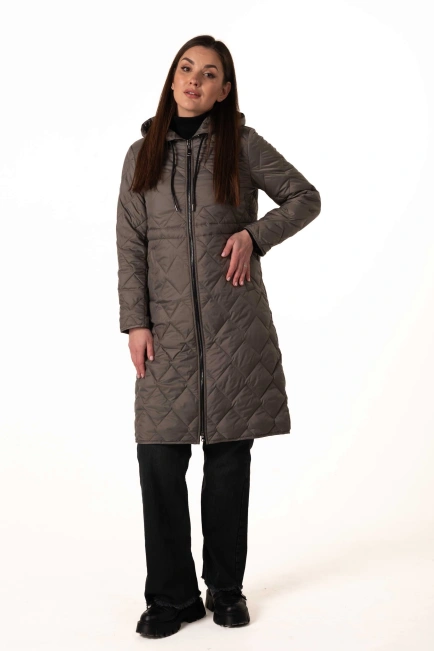 Оливковый демисезонный биопуховик-8