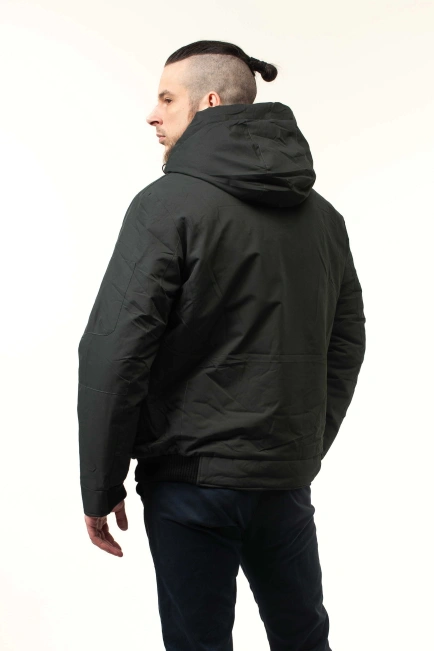 Чоловіча зимова куртка-бомбер з біопухом сіра-6