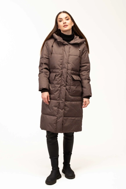 Біопуховик жіночий зимовий довгий принт-3