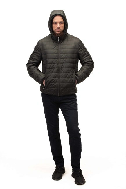 Мужская стёганая куртка цвета хаки-3