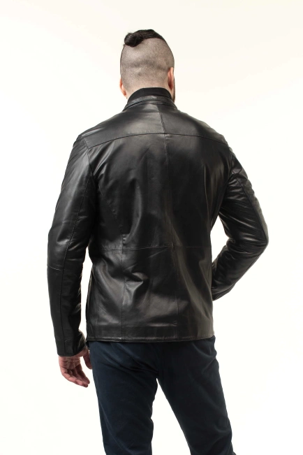 Шкіряна куртка чоловіча з коміром-6