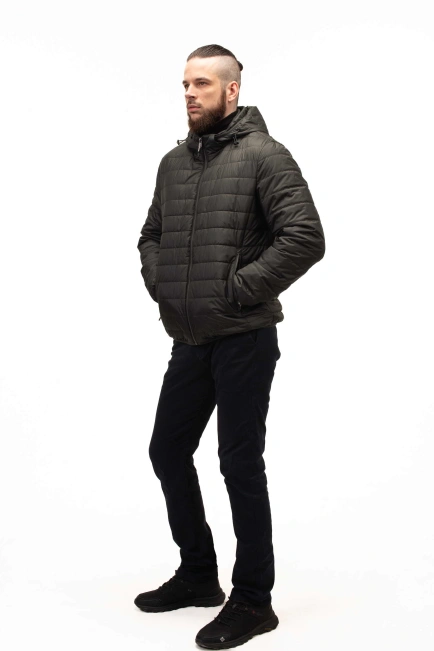 Мужская стёганая куртка цвета хаки-5
