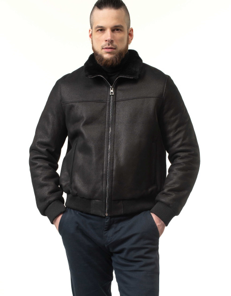 Мужская дублёнка из натуральной овчины бомбер