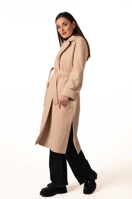 Кашемировое пальто с накладными карманами-5