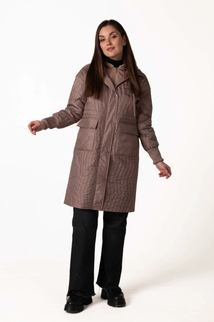 Жіноча демісезонна куртка на синтепоні бежева-3