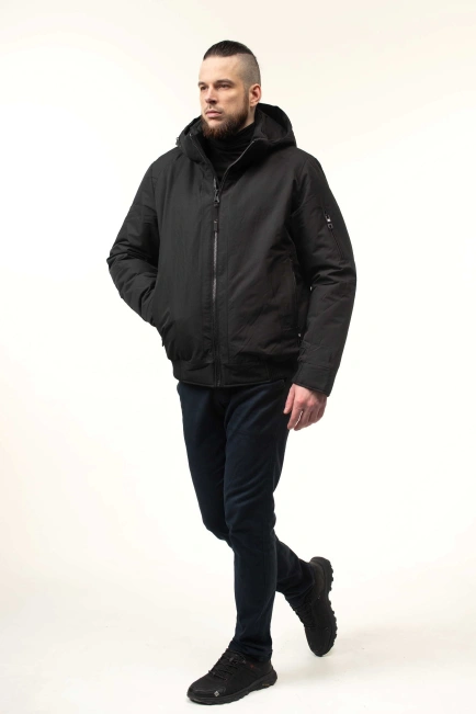 Чоловіча зимова куртка-бомбер з біопухом-5