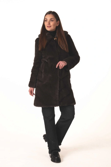 Норковая шуба цвета тёмный капучино-7