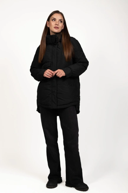 Зимова куртка з біопухом у чорному кольорі-7