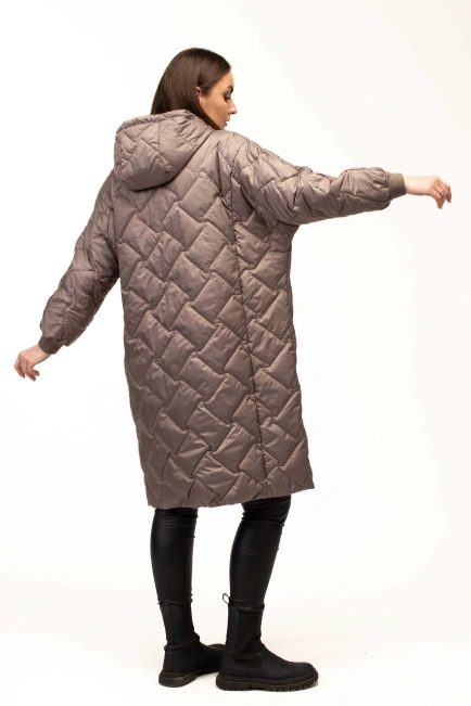 Подовжена демісезонна куртка кавова-2