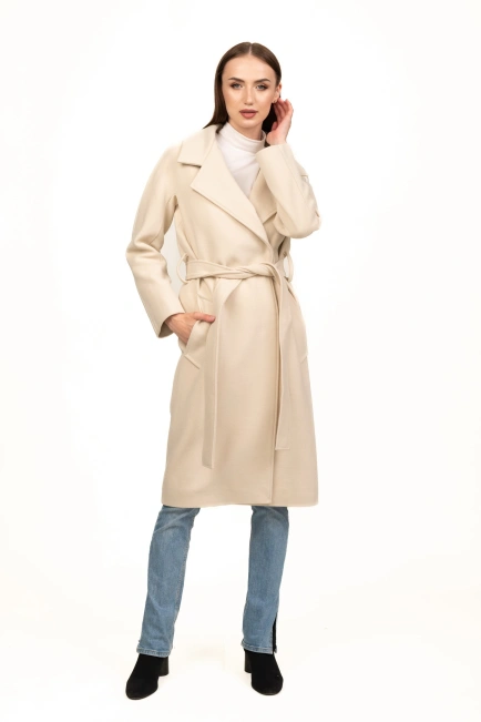Классическое женское пальто беж-5