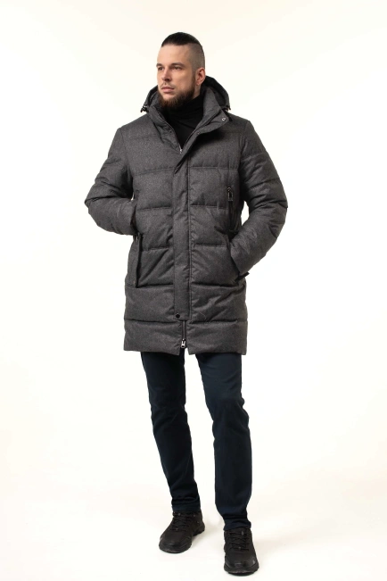 Чоловіча зимова куртка з біопухом сіра-8