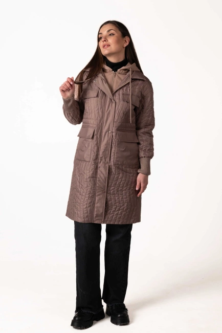 Жіноча демісезонна куртка на синтепоні бежева-9