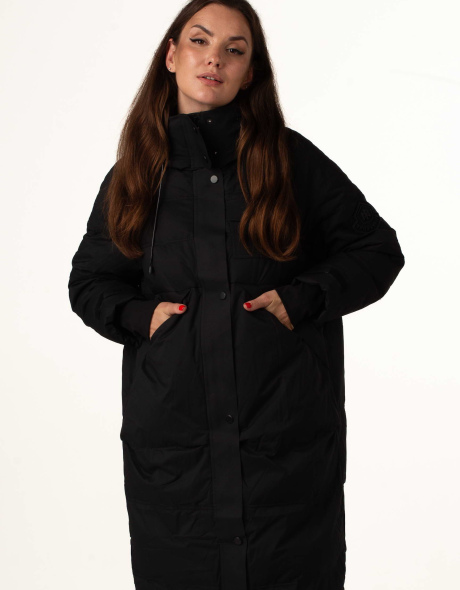 Пуховик з натуральним пухом чорний довгий