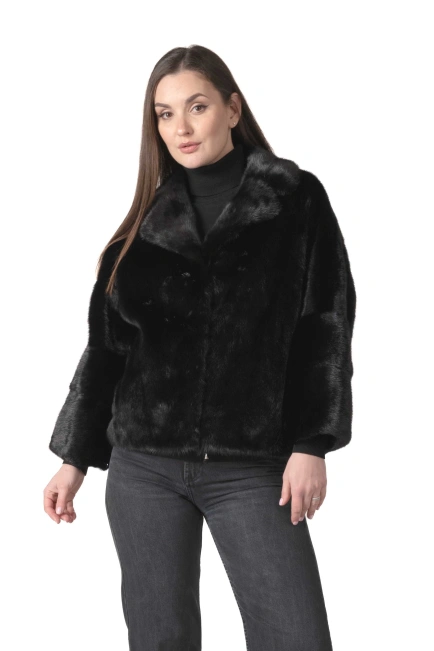 Женская норковая шуба с отстёгивающимися рукавами-4