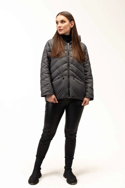 Демісезонна куртка з капюшоном сіра-9