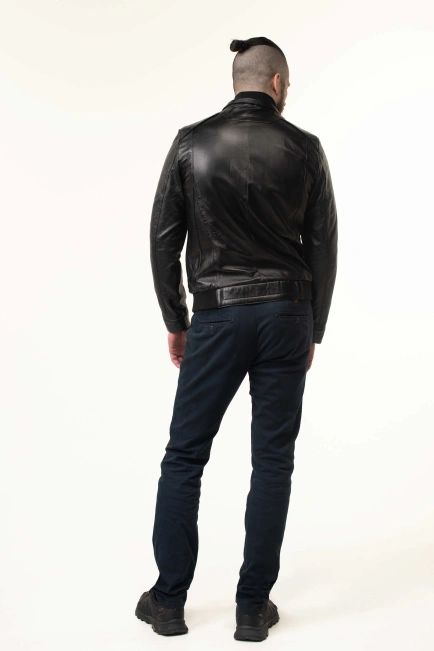 Шкіряна куртка чоловіча зі вставками замші-8