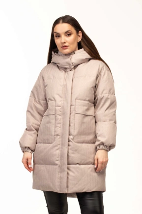 Біопуховик жіночий довгий беж