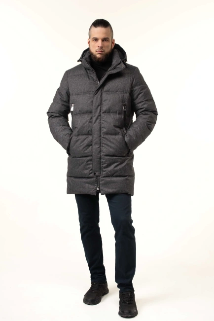 Чоловіча зимова куртка з біопухом сіра-10
