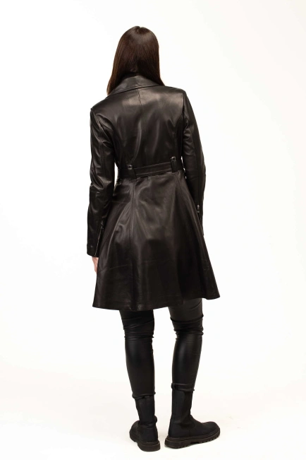 Жіночий шкіряний френч із натуральної шкіри-2