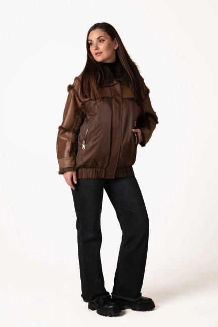 Біопуховик з хутром єнота та вставками з кроля-7