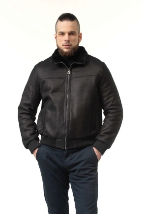 Чоловіча дублянка з натуральної овчини бомбер