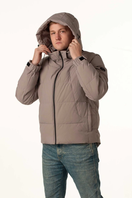 Сіра зимова куртка з біопухом для чоловіків-7