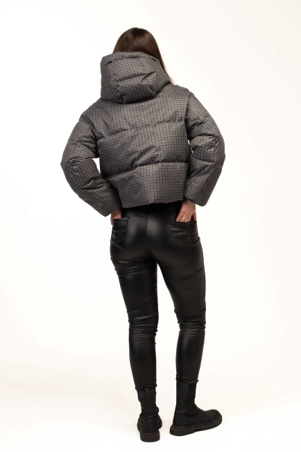 Біопуховик жіночий зимовий у клітинку-2