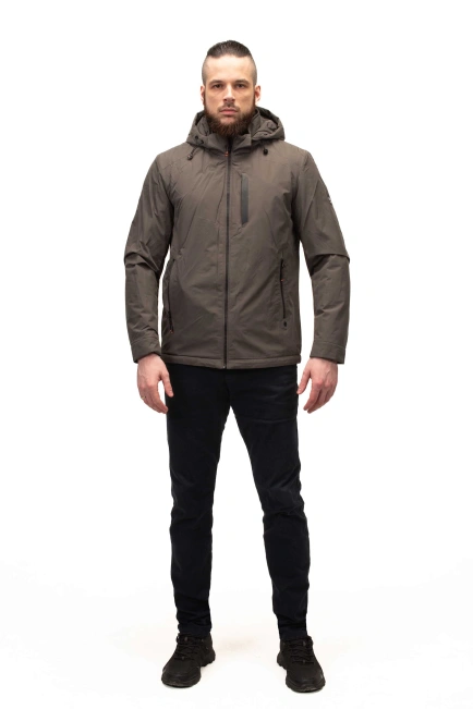 Мужская куртка серого цвета прямого кроя-8