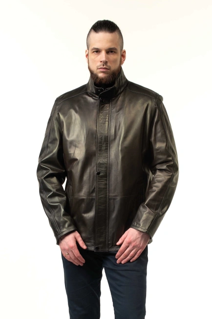 Кожаная куртка мужская классическая-4