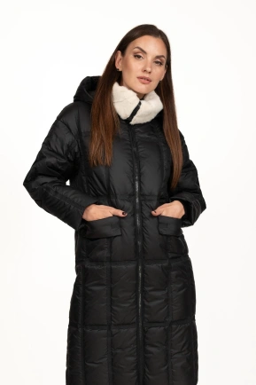 Жіночий біопуховик чорний зі стьобаний чорний