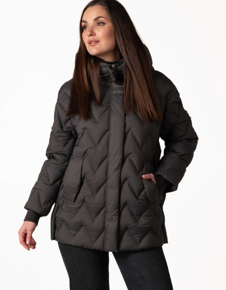 Женский зимний биопуховик графитового цвета