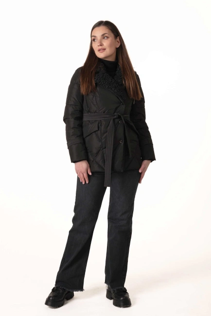 Женский биопуховик с экомехом под барашка-9