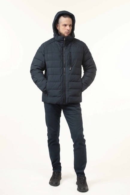 Куртка з біопухом темно-синього кольору-6