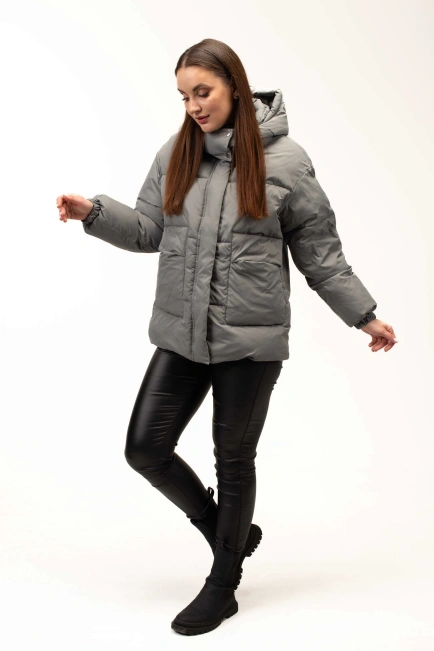 Жіночий бірюзовий біопуховик на холодну зиму-10