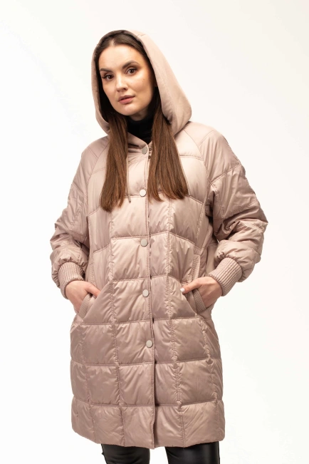 Демісезонна куртка беж з капюшоном-4