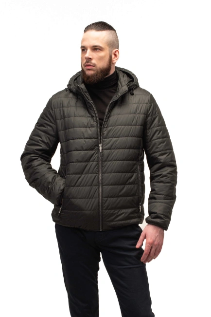 Мужская стёганая куртка цвета хаки-6
