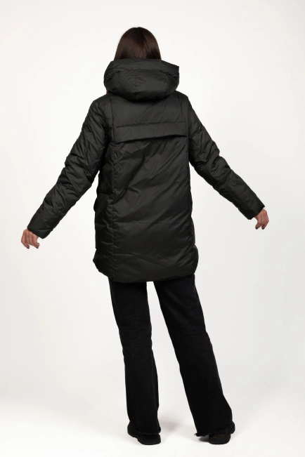 Жіночий зимовий пуховик зелений з біопухом-9