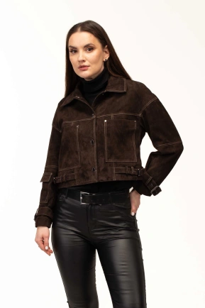 Жіноча замшева куртка з ремінцями