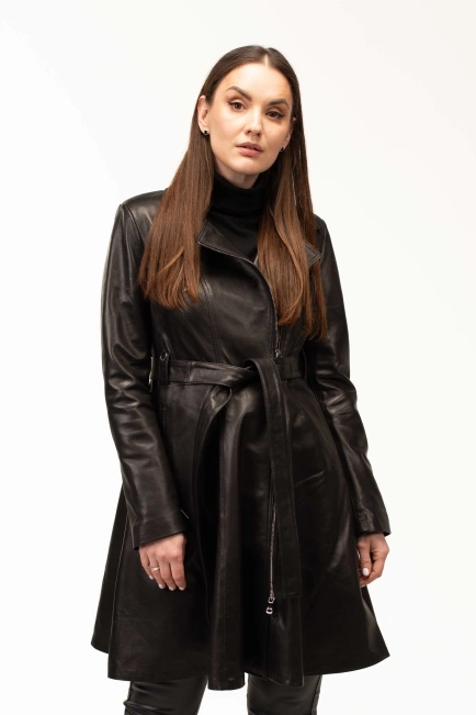 Жіночий шкіряний френч із натуральної шкіри-1
