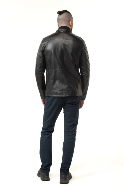 Шкіряна куртка чоловіча з коміром-2