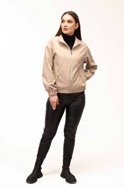 Жіноча легка куртка-бомбер бежева-3