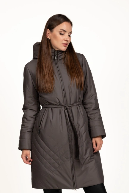 Зимова куртка кольору капучіно з тінсулейтом-4