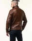 Мужская коричневая кожаная куртка с воротником-6