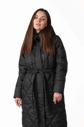 Чорний біопуховик з ромбовидною прострочкою