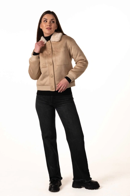 Женская эко-дублёнка на пуговицах-9